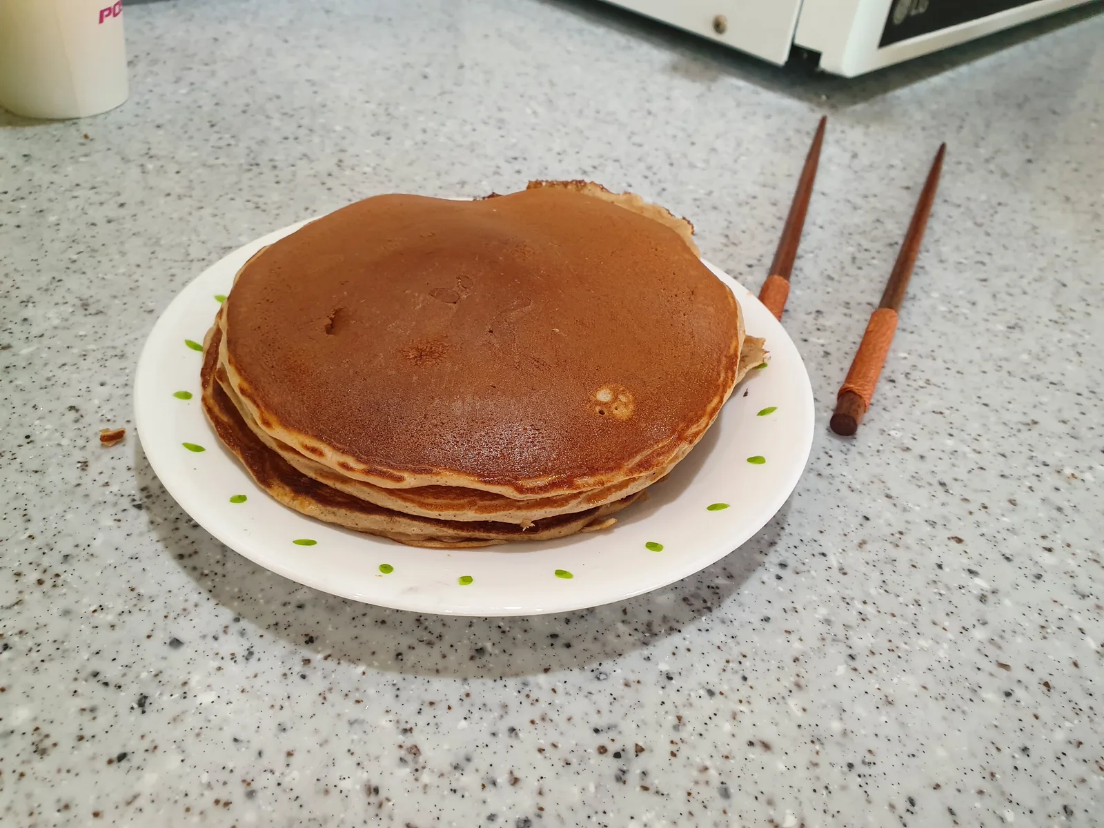Pancakes stacked on a plate