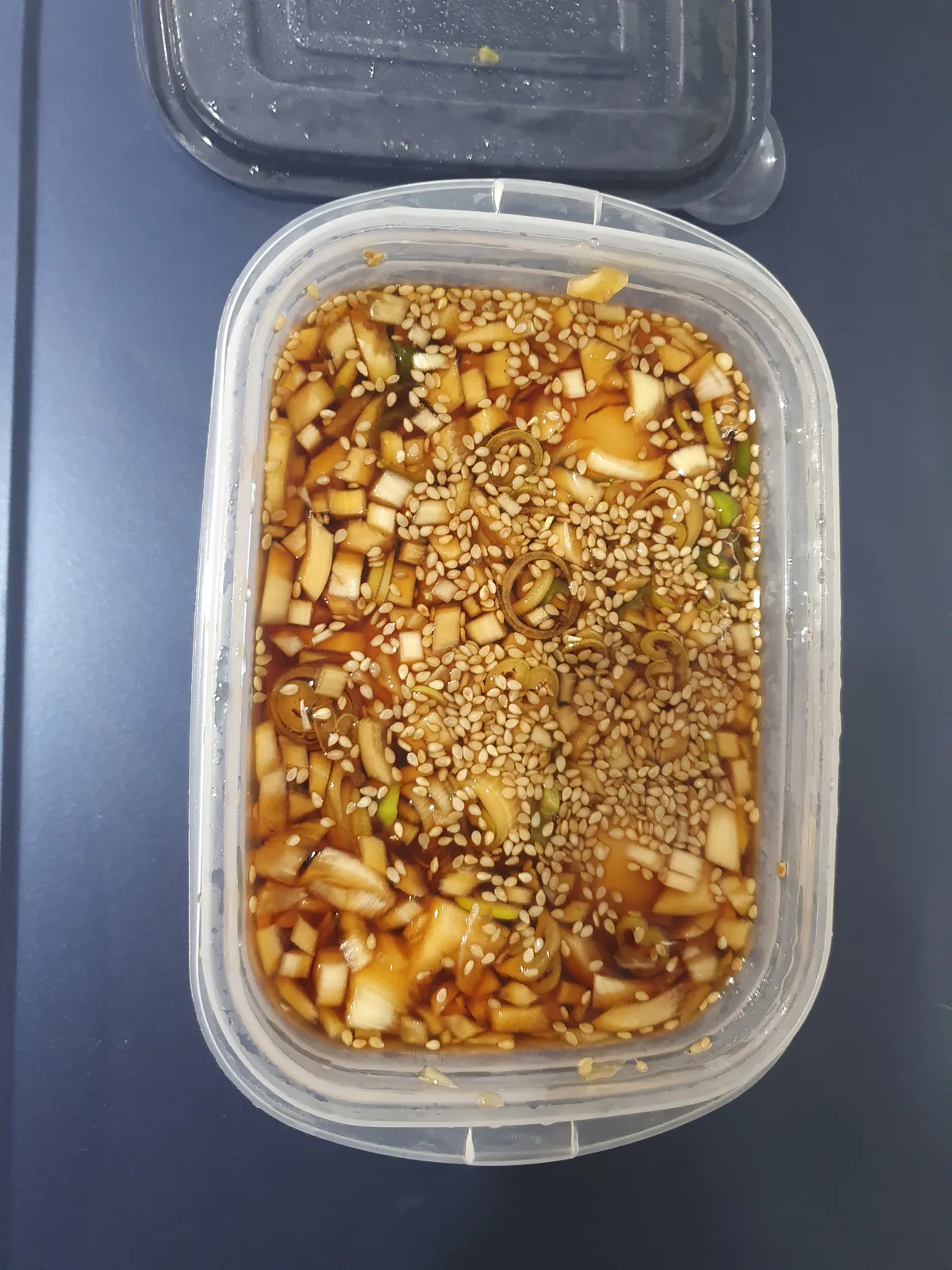 Eggs marinating in soy sauce