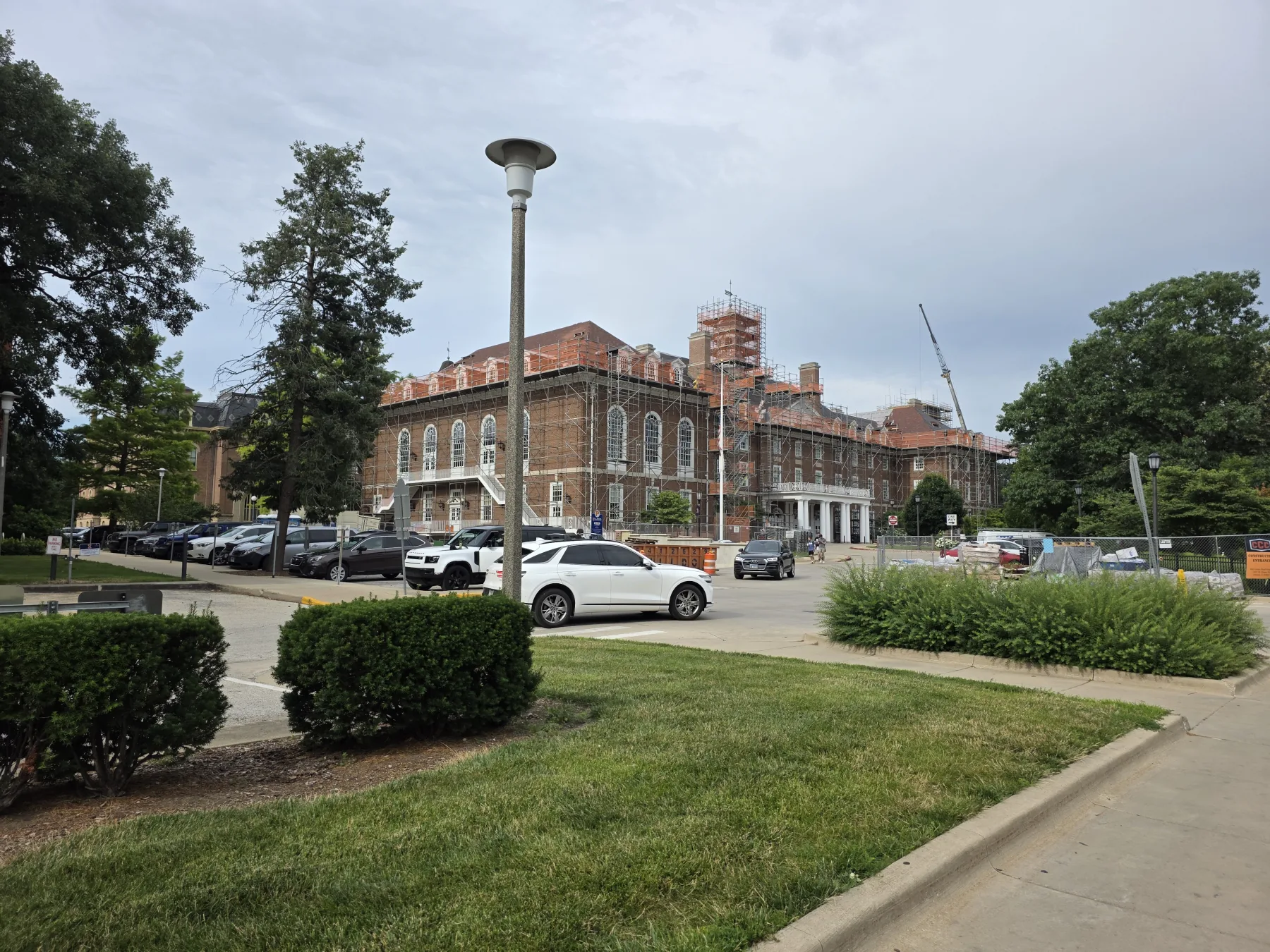 A brick campus building at UIUC under renovation