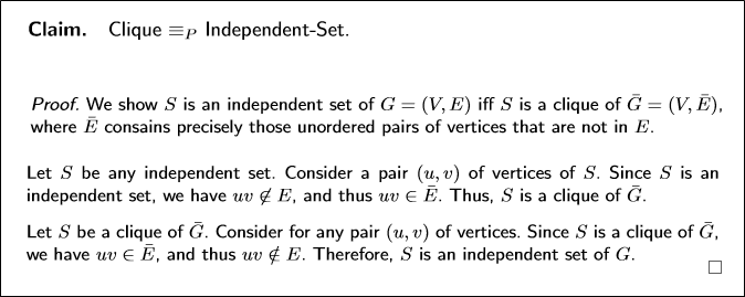 Indepndent set to clique reduction